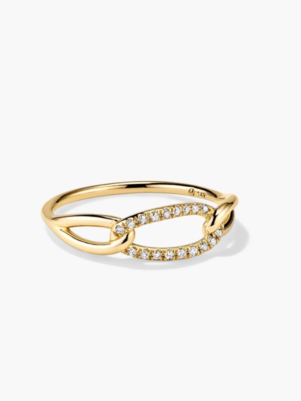 Mejuri Pavé Diamond Oversized Curb Ring 14K Yellow Gold size 8